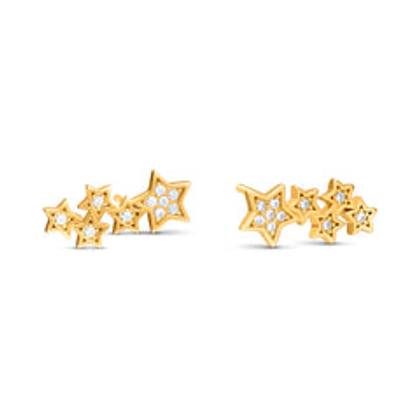 Moon and Back Star Climber Earrings (Gold)