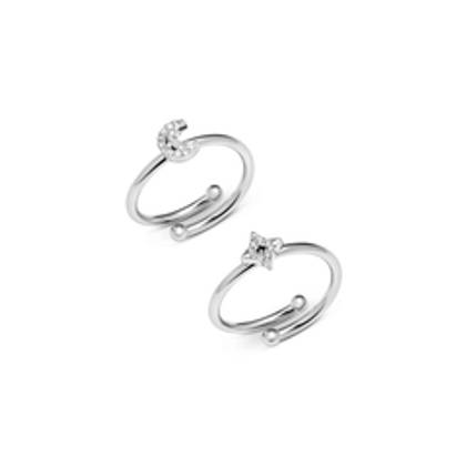 Moon and Back Moon and Star Ring Set (Silver)
