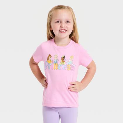 Toddler Girls' Disney Princess Castle T-Shirt - Pink 3T