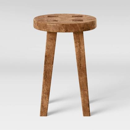 Woodland Short Carved Wood Side Table Brown - Threshold™: Traditional Style, No Assembly Required