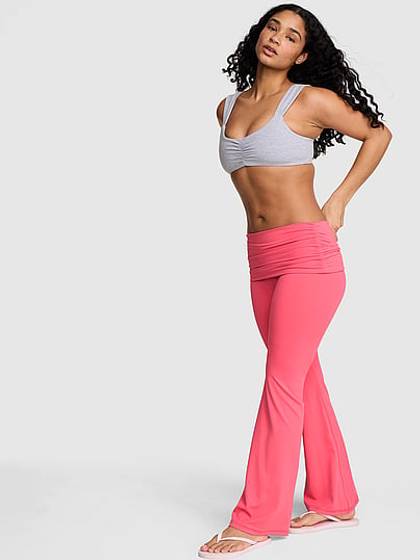 PINK Relay™ Ruched Foldover Flare Leggings