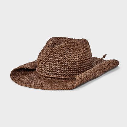 Straw Crochet Western Hat - Universal Thread™ Dark Brown S/M