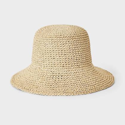 Straw Crochet Bucket Hat - Universal Thread™ Natural S/M