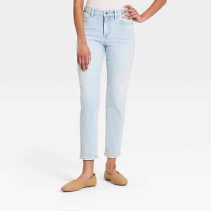 Women's 80's Slim Mid-Rise Ankle Length Pant - Universal Thread™ Light Wash 4
