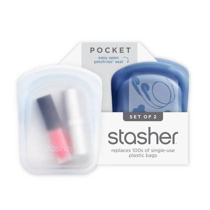 Stasher Reusable Silicone Travel Accessories Bag Set - 2pk
