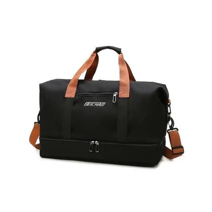 Luupatchy Large Capacity Travel Bag, Dry Wet Separation , for Travel, Fitness Yoga, Weekend Tote Overnight Bag, Black