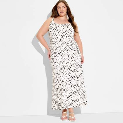 Women's Maxi Knit Dropped-Waist Dress - Wild Fable™ White Polka Dots 1X