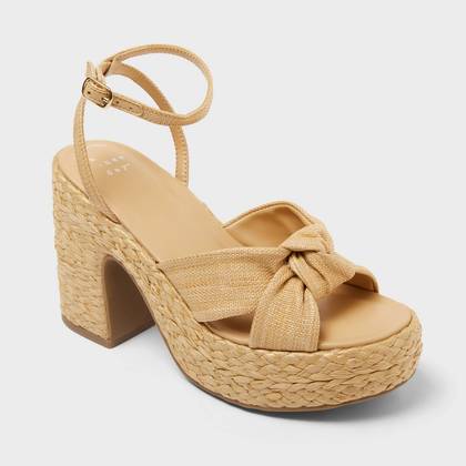 Women’s Nisha Heels with Memory Foam Insole - A New Day™ Natural 5