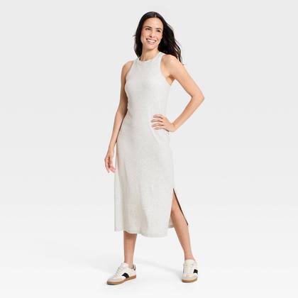 Women's Modal Ribbed Midi Dress - All In Motion™ Heathered Gray XS