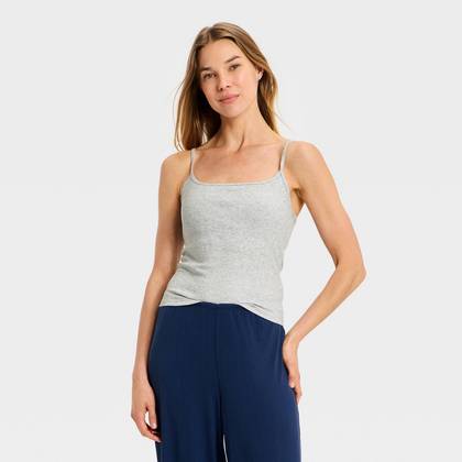 Women's Ribbed Built-in-Bra Sleep Camisole - Auden™ Heather Gray L