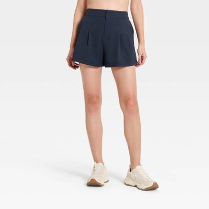 Women's Woven High-Rise Pleated Golf Shorts - All In Motion™ Navy Blue XS