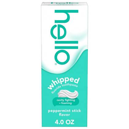 hello Whipped Minty Foam Fluoride Toothpaste - Peppermint Stick - 4oz: Sodium Monofluorophosphate, 1-Pack