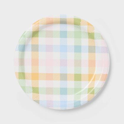 10ct Easter Plaid Dinner Paper Plates - Spritz™
