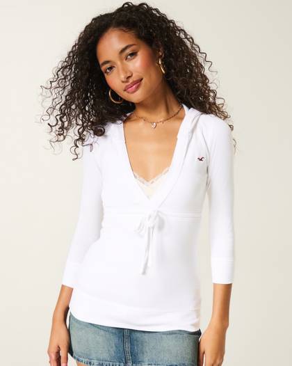 Three-Quarter Sleeve Hooded Icon T-Shirt