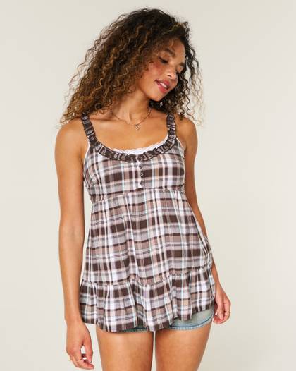 Longline Ruffle Icon Tunic Babydoll Top