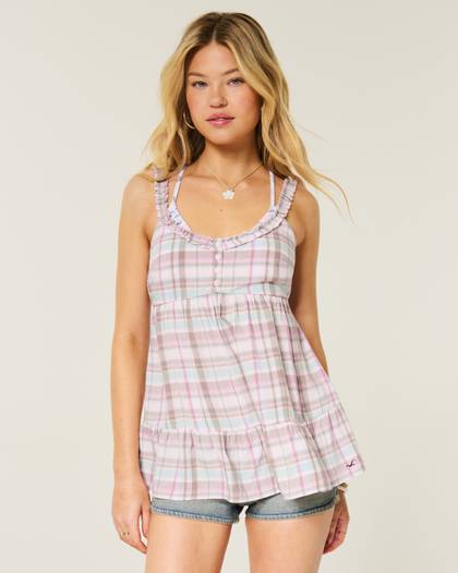 Longline Ruffle Icon Tunic Babydoll Top