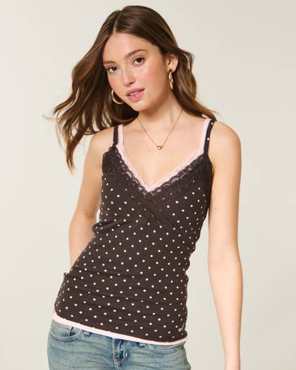 Wrap Lace Trim Layering Cami