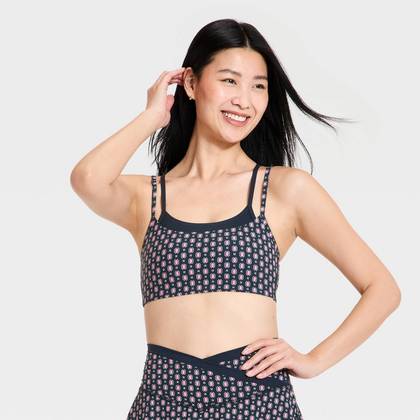 Women's Everyday Soft Light Support Layered Sports Bra - All In Motion™ Blue Scarf Print XS