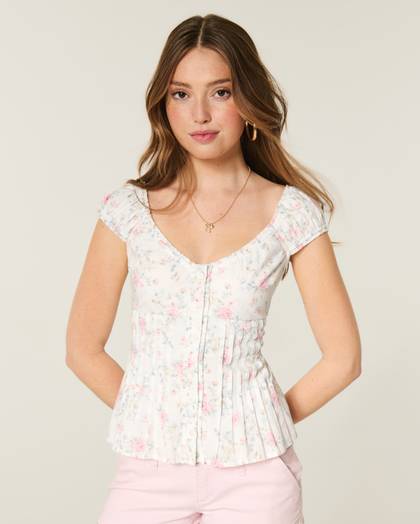 V-Neck Pintuck Top