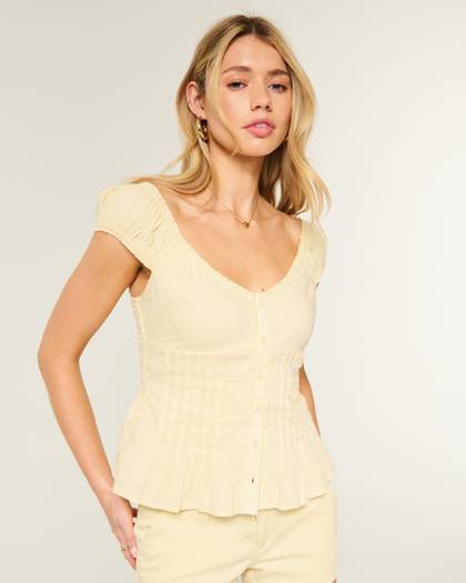 V-Neck Pintuck Top
