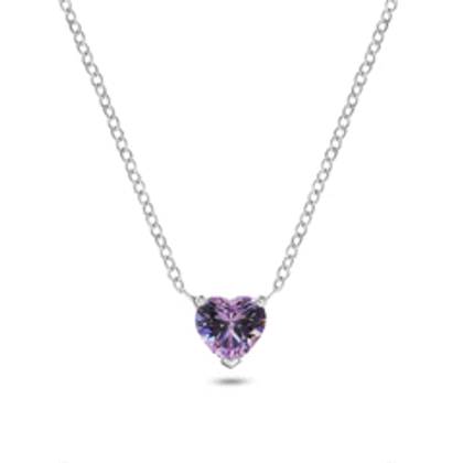 Heart Birthstone Legacy Necklace 1ct (Silver)