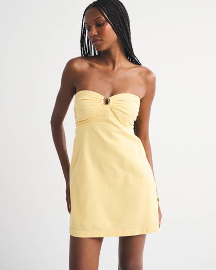 A&F Bra-Free Scarlett Strapless Linen-Blend Skort