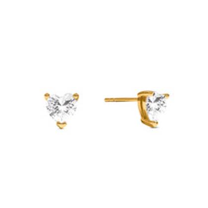 Heart Solitaire Stud Earrings 1ct (Gold)