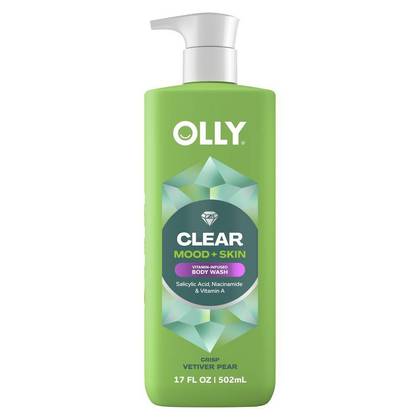 OLLY Clear Mood and Skin Vitamin-Infused Body Wash - Crisp Vetiver Pear - 17 fl oz: Paraben-Free, Sulfate-Free, Gel Form, Whole Body Use