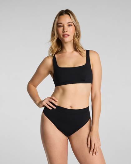 SPANXshape® Swim Scoop Neck Bikini Top | Very Black - Black