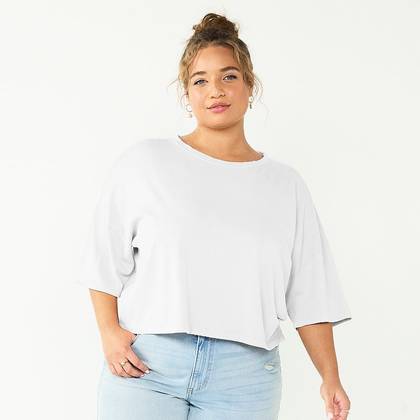 Juniors' Plus Size SO® Solid Boxy Crop Tee