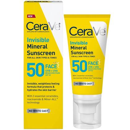 CeraVe Invisible Mineral Face Sunscreen - SPF 50 - 1.62 fl oz