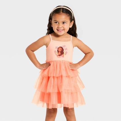 Toddler Girls' Moana Dress - Peach Orange 2T