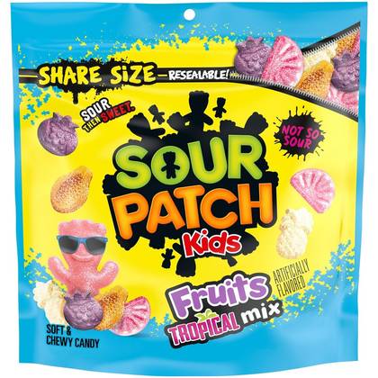 SOUR PATCH KIDS Fruits Tropical Mix Soft & Chewy Gummy Candy - Share Size - 11.11oz