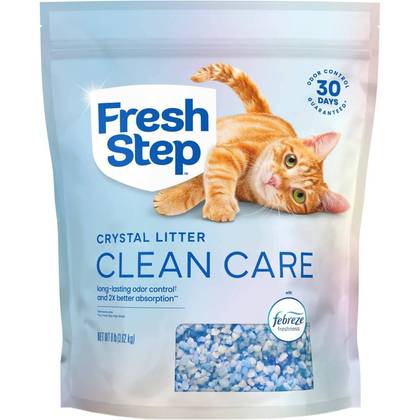 Fresh Step Clean Care Crystals Premium Absorbing Cat Litter - Febreze Scented - 8lbs: Low Dust, Odor Control, Lightweight Crystal Formula