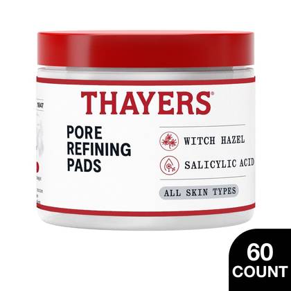Thayers Remedies Pore Refining Face Pads with Witch Hazel and Salicylic Acid - 60ct: Alcohol-Free, Paraben-Free, Vegan