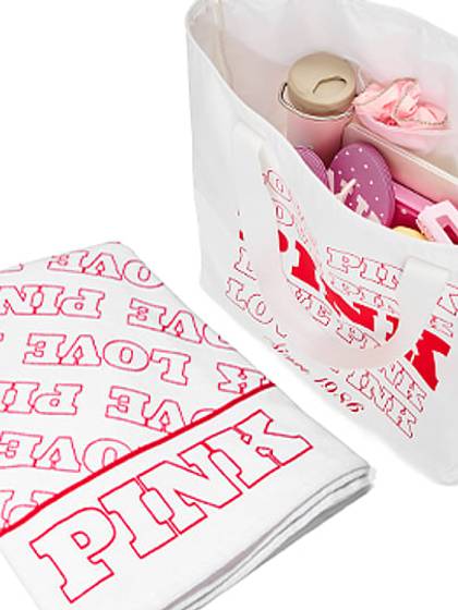 Love PINK Nylon Tote Bag & Towel