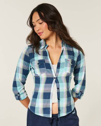 Plaid Button Front Shirt