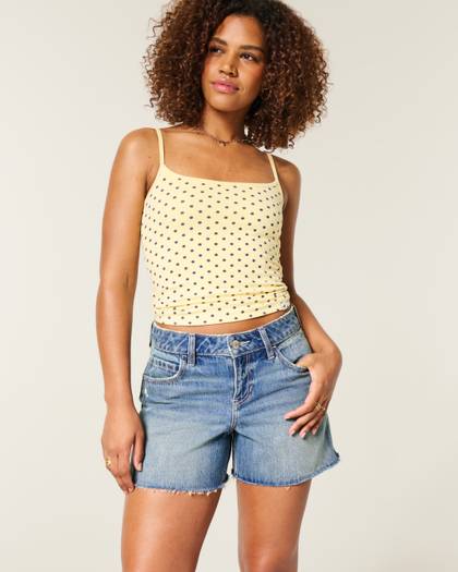Curvy Low-Rise Medium Wash Baggy Jean Shorts