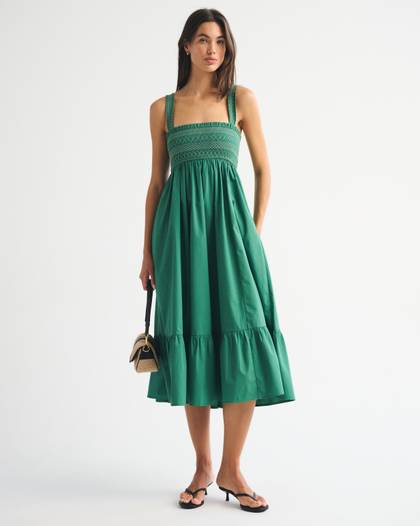 A&F Sydney Smocked Convertible Midi Dress