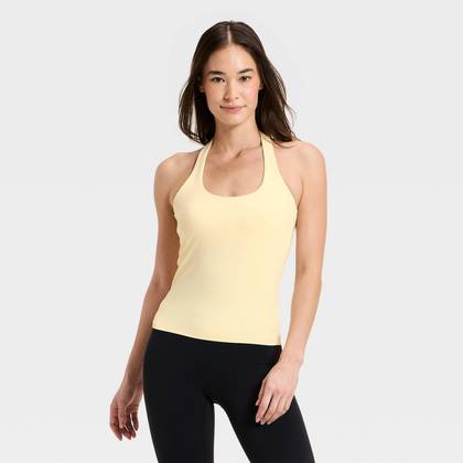 Women's Everyday Soft Halter Neck Support Tank Top - All In Motion™ Light Yellow XS