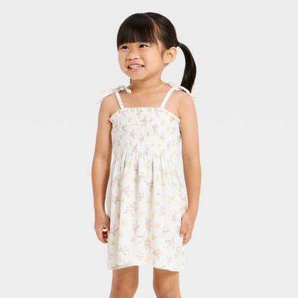 Grayson Mini Toddler Girls' Floral Midi Terry Dress - White 3T