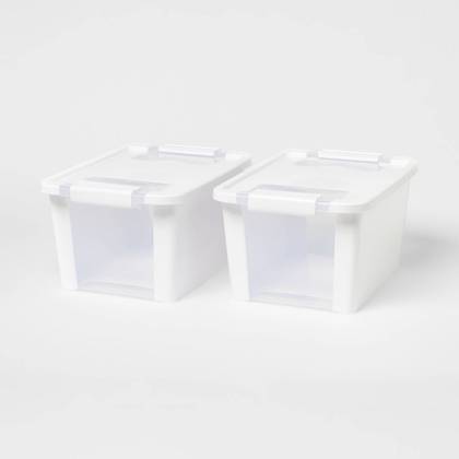 2pk Latching Window Utility Storage Boxes Small True White - Brightroom™