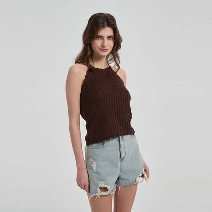 Women's Scalloped Halter Top - Wild Fable™ Brown XS