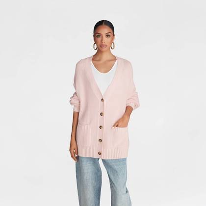 KBB by KAHLANA Women's 'The Letterman Cardigan' - Pink XS