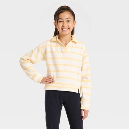 Girls' Washed French Terry Pullover Sweatshirt - All In Motion™ Yellow XS