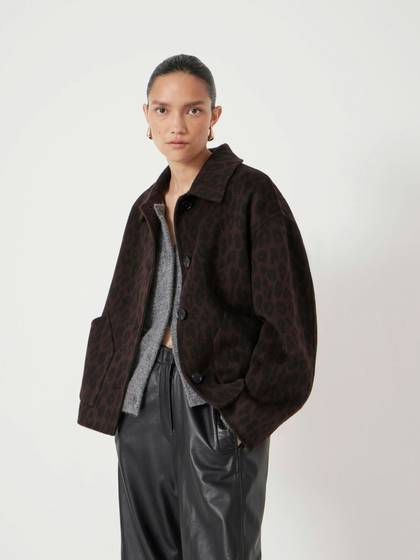 Pure Wool Leopard Double Faced Jacket