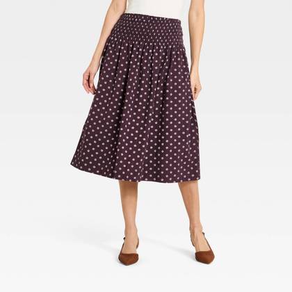 Women's Printed Ruched Maxi A-Line Skirt - Universal Thread™ Purple XS