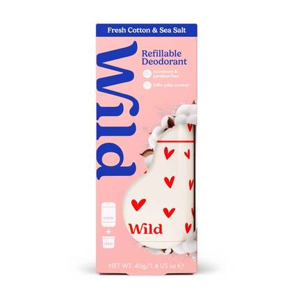 Wild Cosmetics Aluminum-Free Love Heart Case Deodorant - Fresh Cotton & Sea Salt - 1.4oz