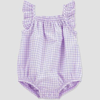Carter's Just One You® Baby Girls' Gingham Ruffle Romper - Purple Newborn