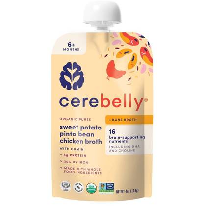 Cerebelly Bone Broth Sweet Potato Pinto Bean Chicken Broth Baby Meals Pouch - 4oz: Organic & Non-GMO Stage 3